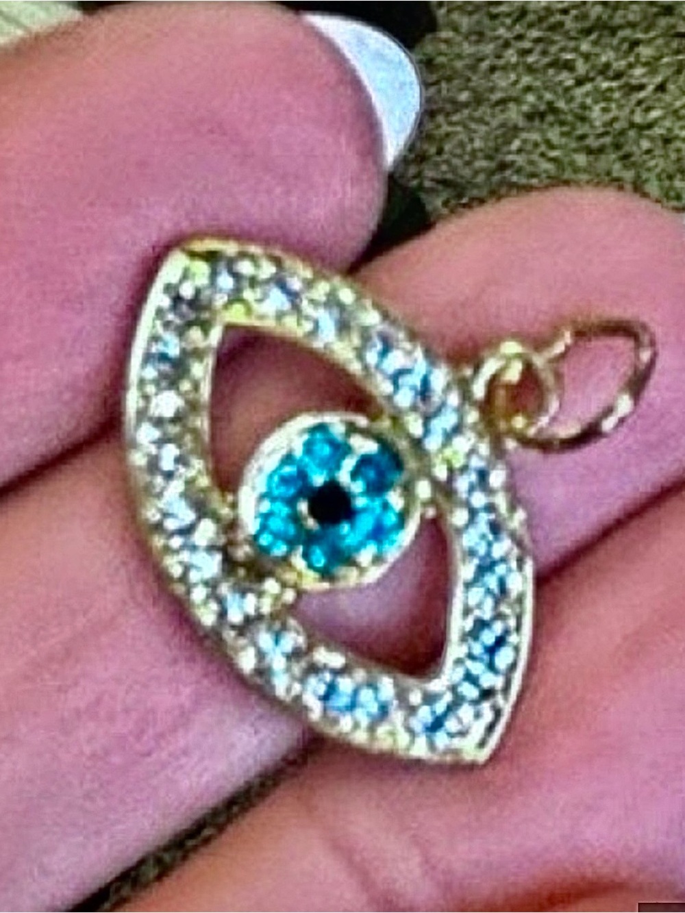 Gold-Tone Blue Crystal Evil Eye Pendant Necklace